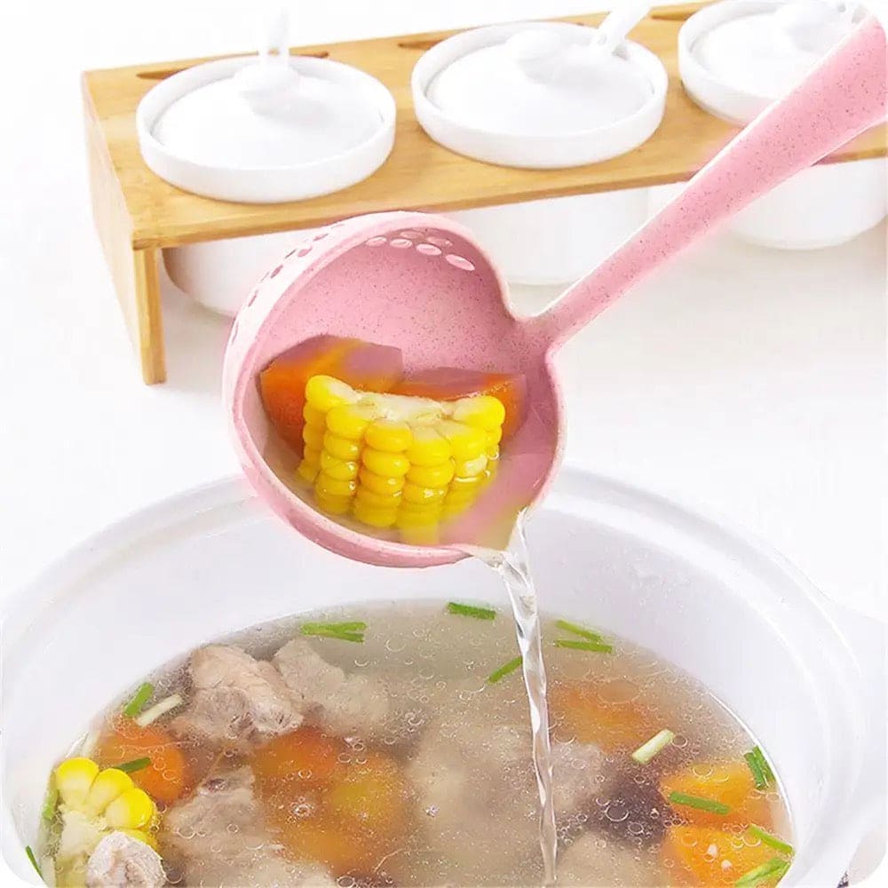 2 in 1 Soup Spoon Ladle, Long Handle Kitchen Strainer, Creative Multifunctional Soup Spoon & Colander, Wheat Kitchen Straw Soup Slotted Spoon, Plastic Spoon Filter Strainer, Household Kitchen Table wear Accessories 2 in 1 Soup Spoon Ladle, Long Handle Kitchen Strainer, Creative Multifunctional Soup Spoon & Colander, Wheat Kitchen Straw Soup Slotted Spoon, Plastic Spoon Filter Strainer, Household Kitchen Table wear Accessories
